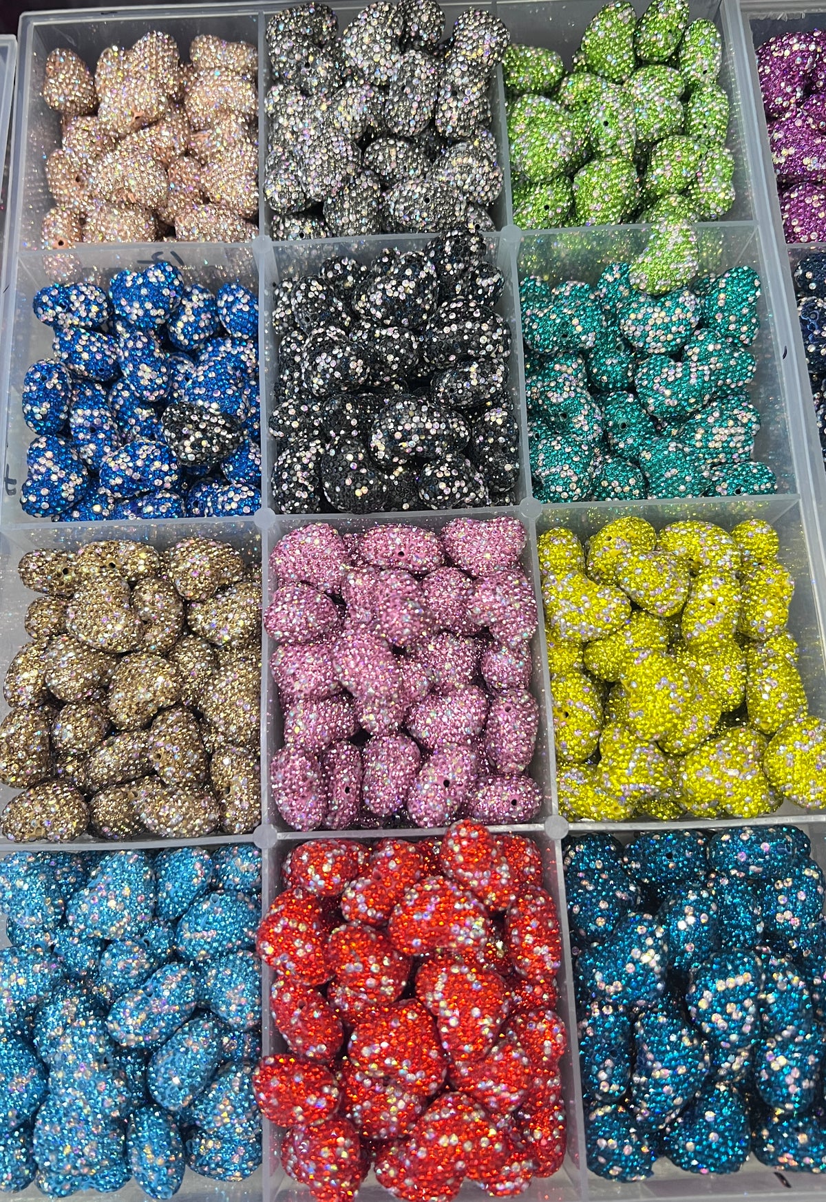 Round Rhinestone Covered Acrylic DIY Beads with Center Hole – Jewelry Making Supplies