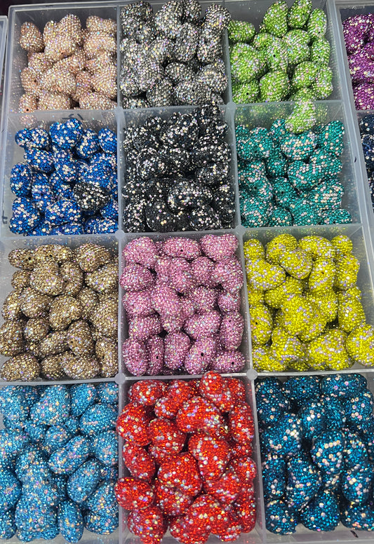 Round Rhinestone Covered Acrylic DIY Beads with Center Hole – Jewelry Making Supplies